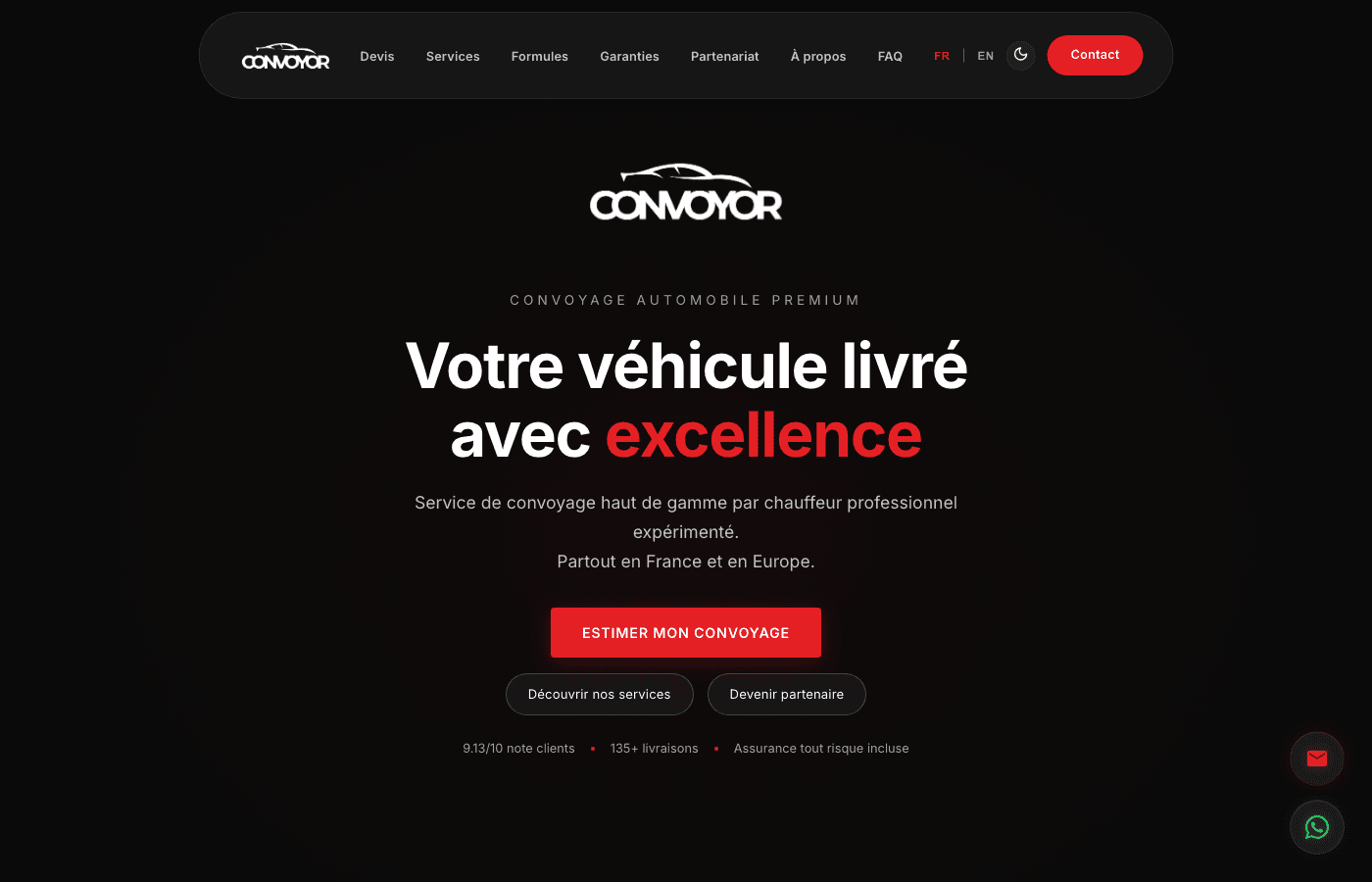 Capture d'écran de Convoyor.fr — Projet fondateur · Application web